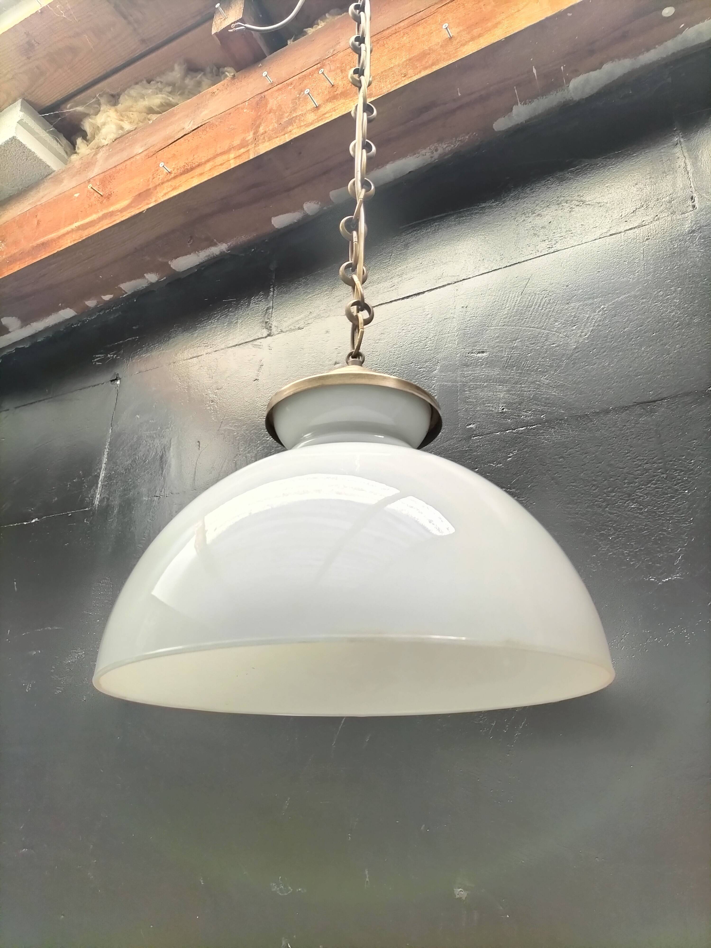 Large opaline pendant light
