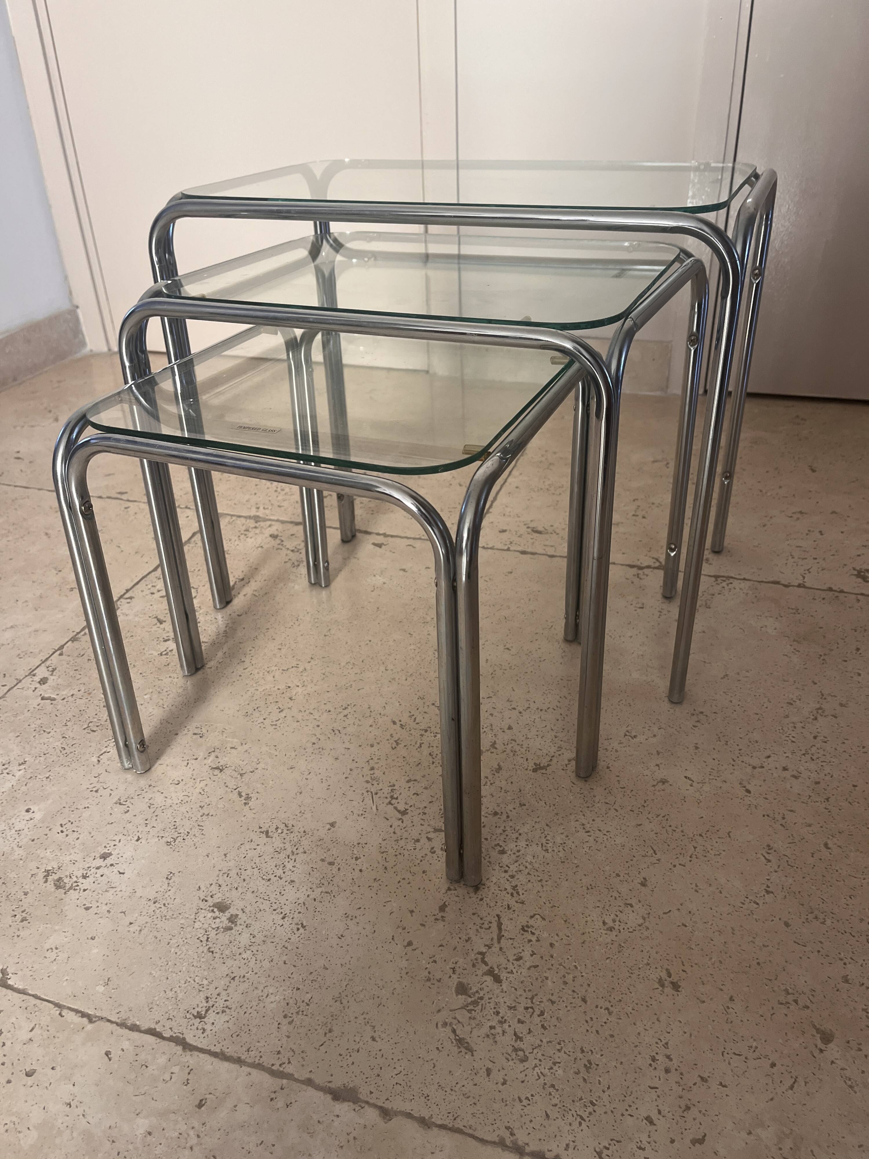 chrome nesting tables from the 1970s