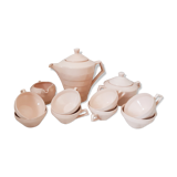 Coffee and tea service in faience of Saint Amand, pink, art deco