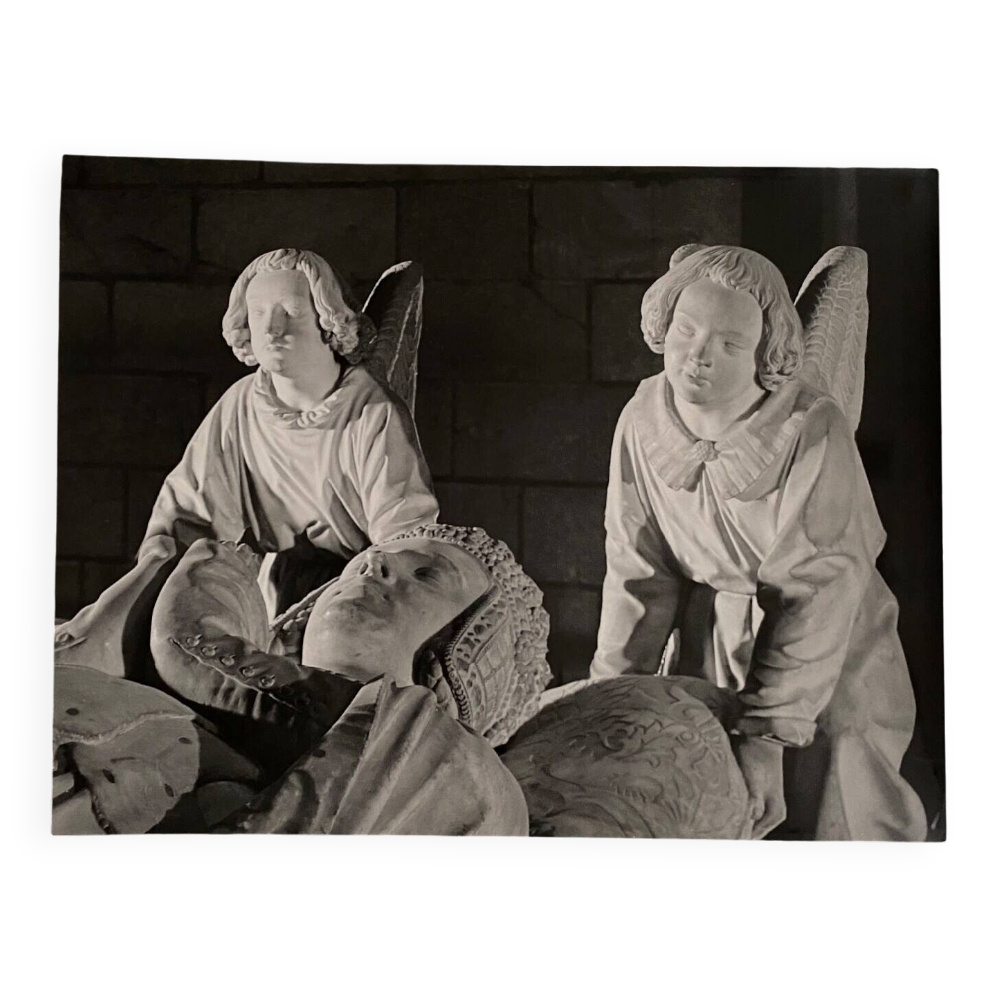 Vintage photograph by Bernard Darot, tomb of Francis II, two angels, 20th century