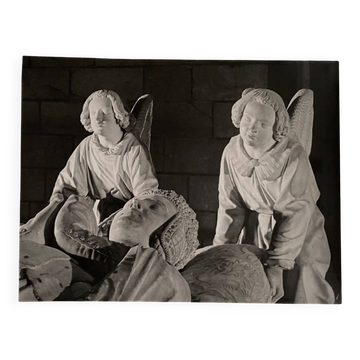 Vintage photograph by Bernard Darot, tomb of Francis II, two angels, 20th century