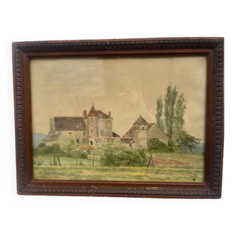 Aquarelle bourgogne marsannay la côte Moser Tell signée