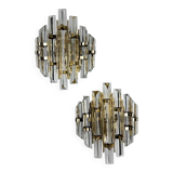Pair of Venini sconces, Triedi cut glass, Italy, circa 1970s