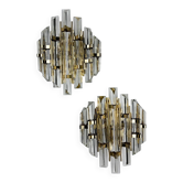 Pair of Venini sconces, Triedi cut glass, Italy, circa 1970s