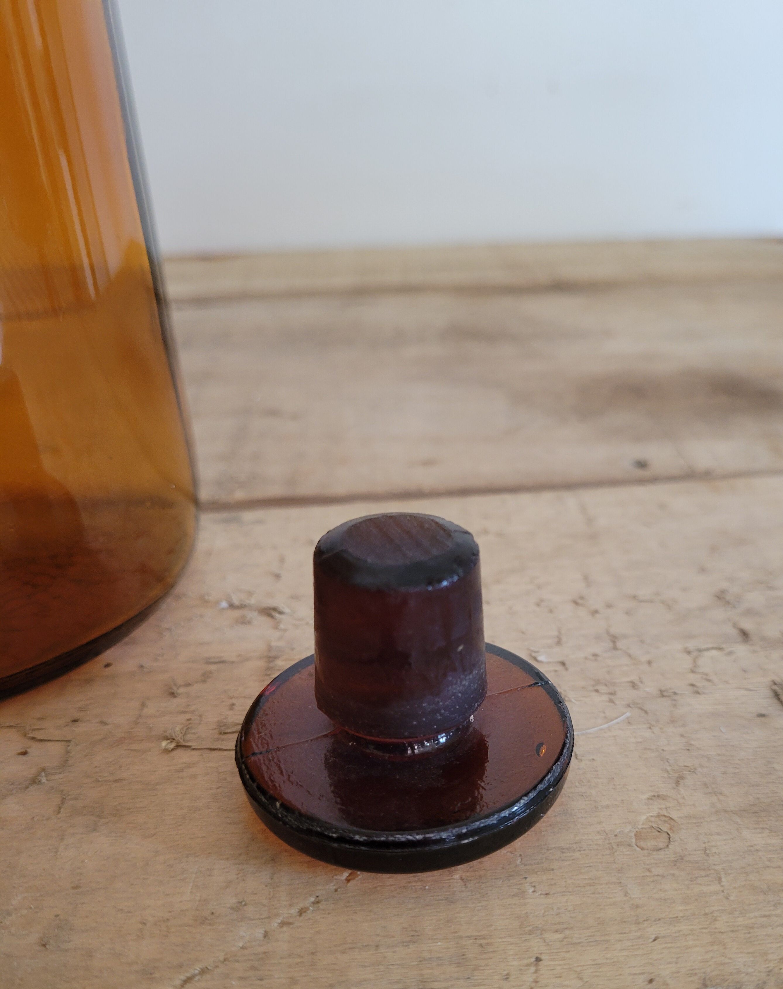 Amber glass apothecary bottle