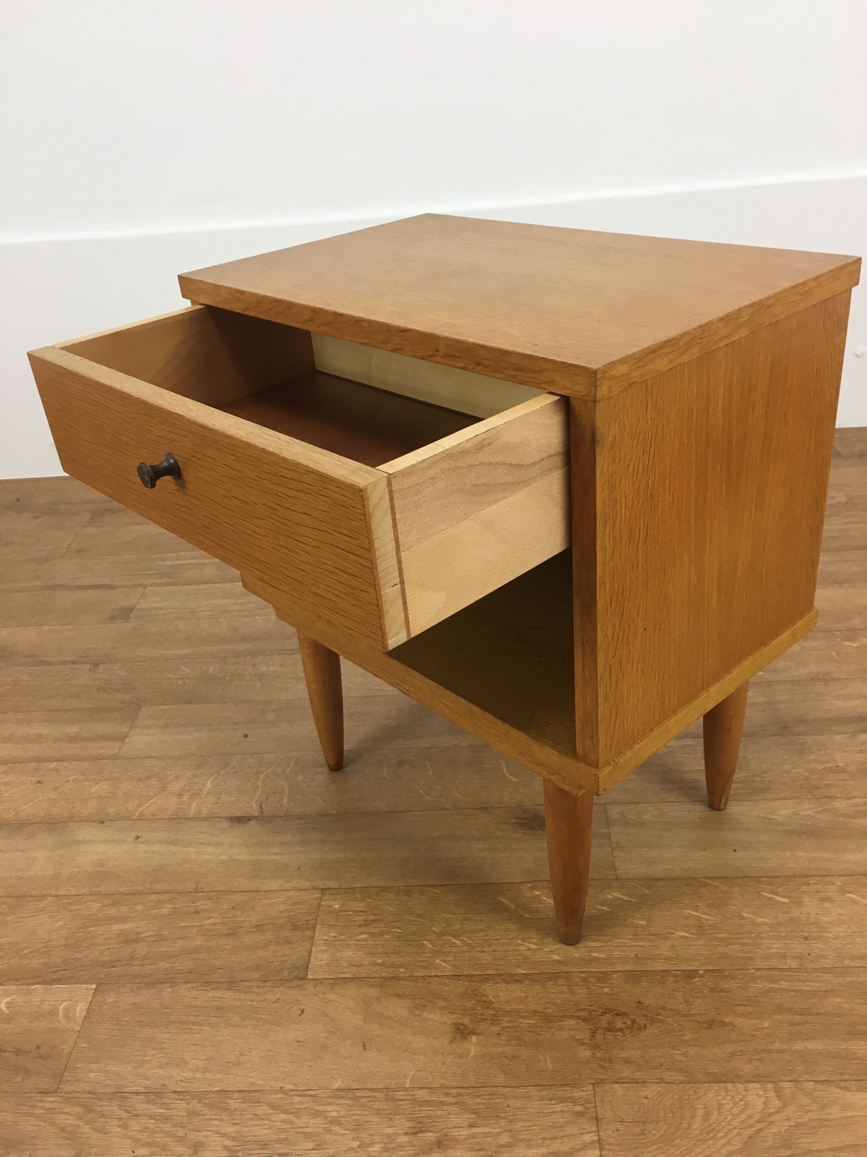 Scandinavian bedside vintage blond wood 1 drawer