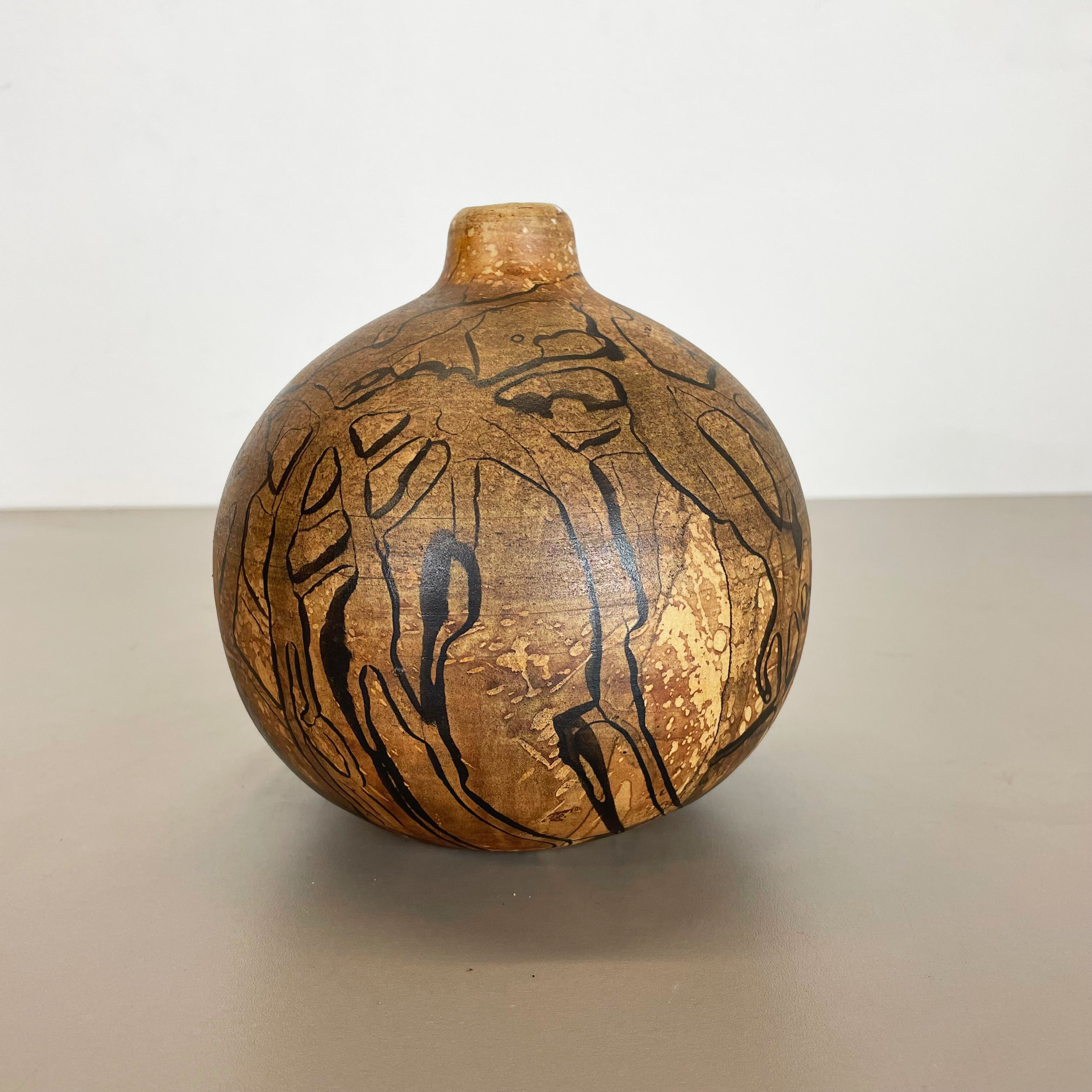 Vase en poterie d’atelier en céramique abstraite par Gerhard Liebenthron, Allemagne, années 1970