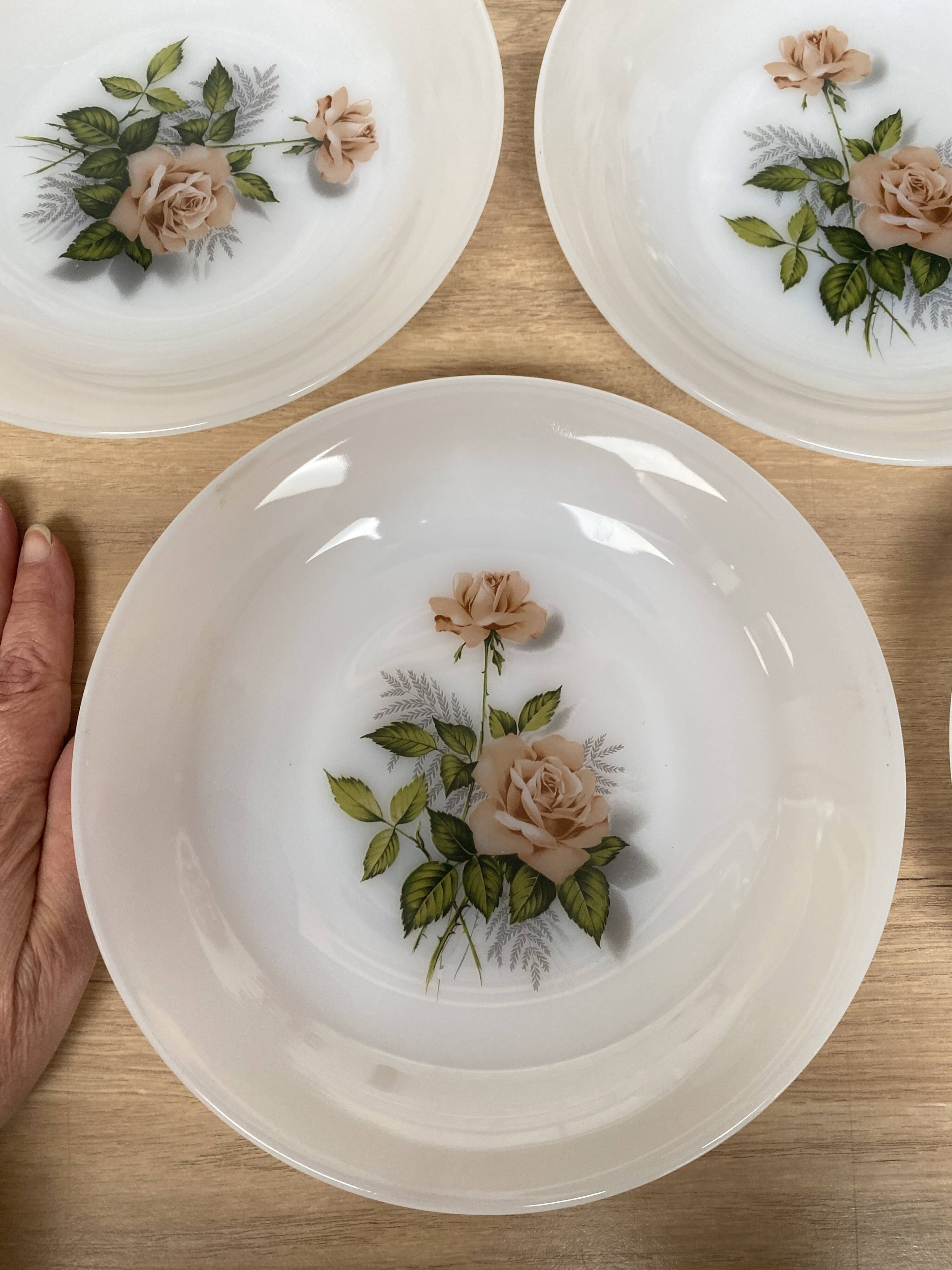 Set de 6 assiettes creuses Arcopal Rose de France