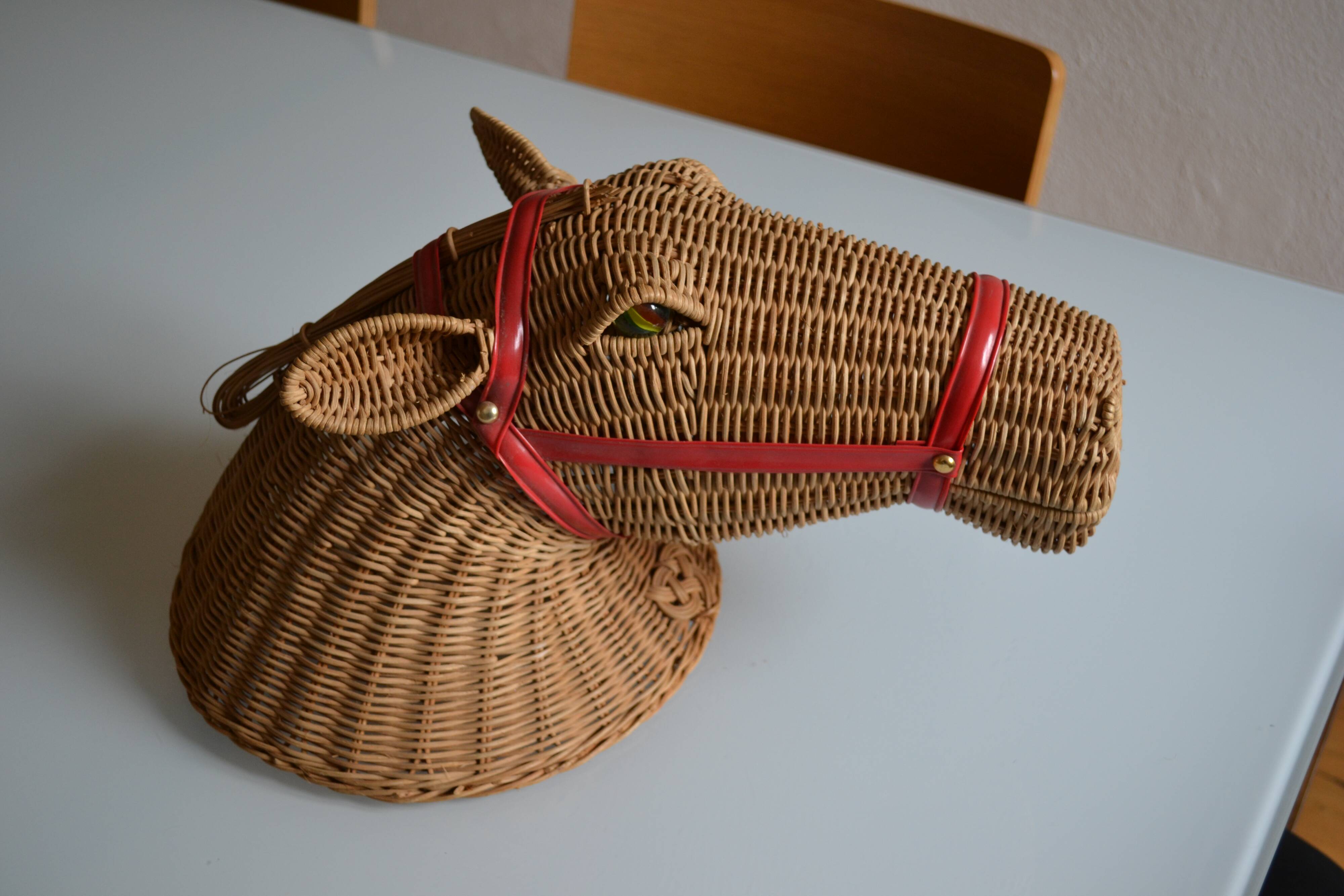 Rattan horse head 1960s 1970s