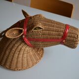 Rattan horse head 1960s 1970s