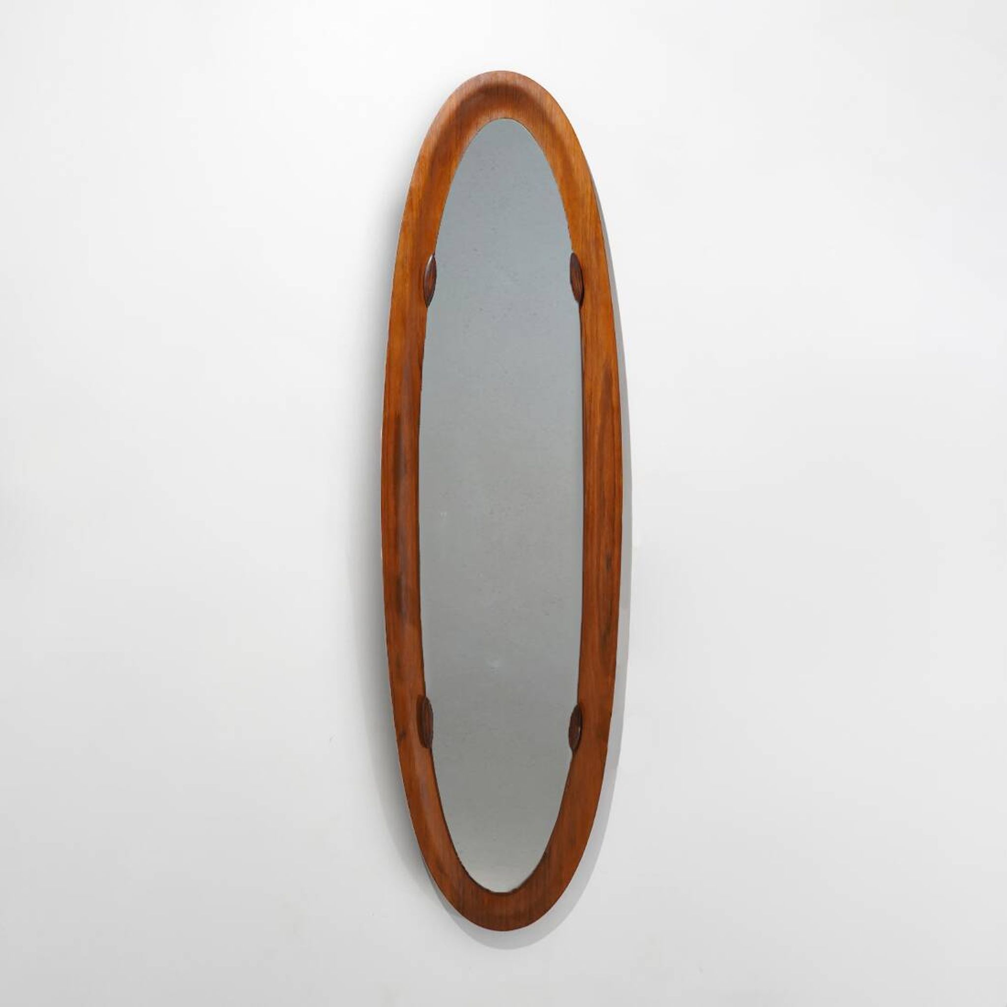 Curved plywood wall mirror, 1960s