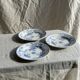 Set of 3 blue plates from Gien pottery, Fleurette model, D22.5.