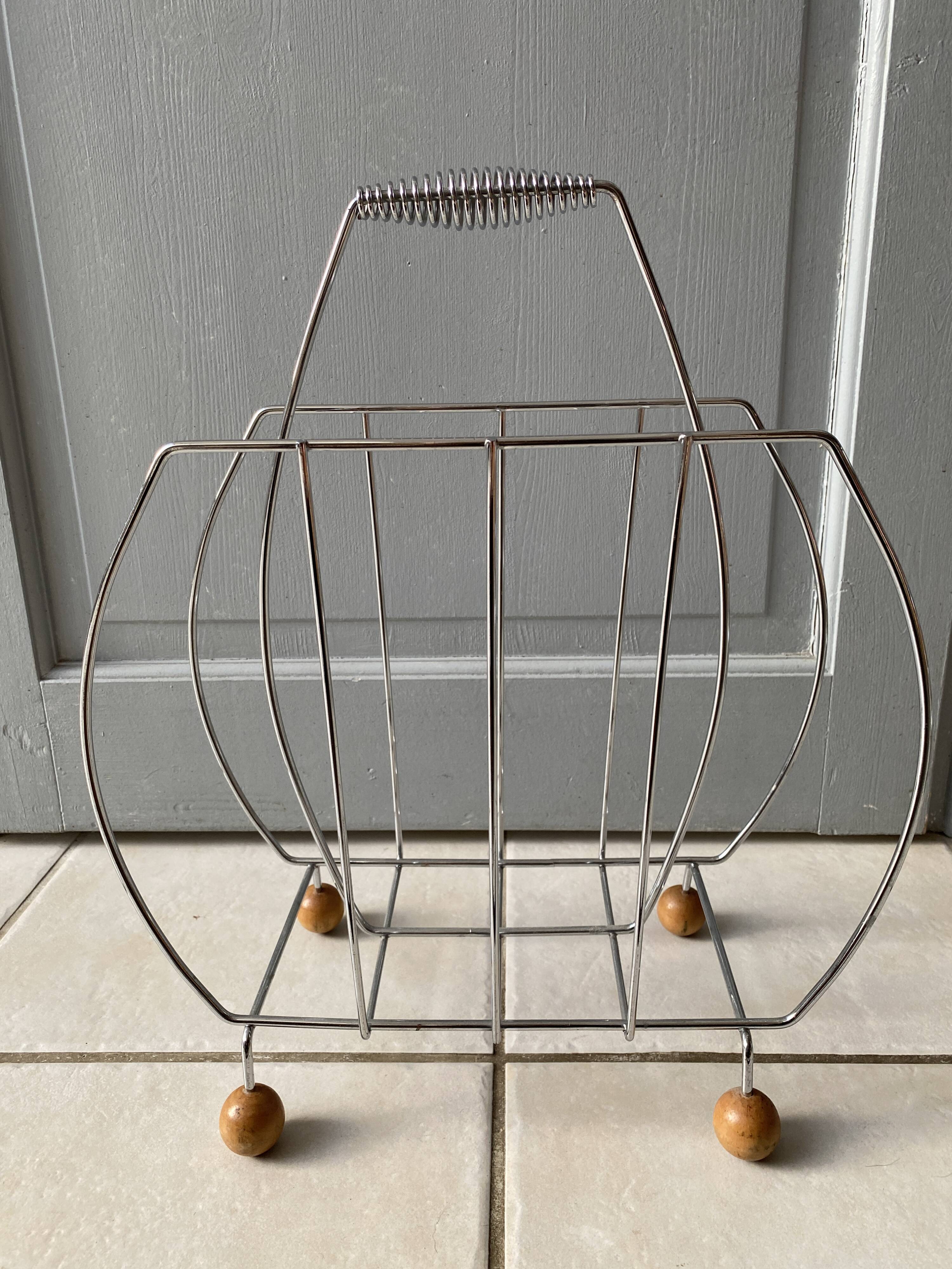 Sputnik Magazine Rack / Vinyl Record Holder - Chrome