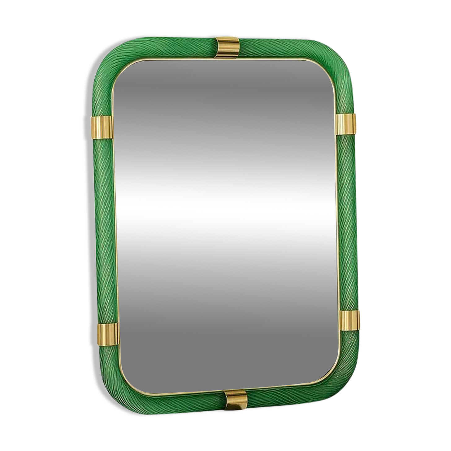 Rectangular "Torciglione" Wall Mirror Murano Glass in Barovier Style