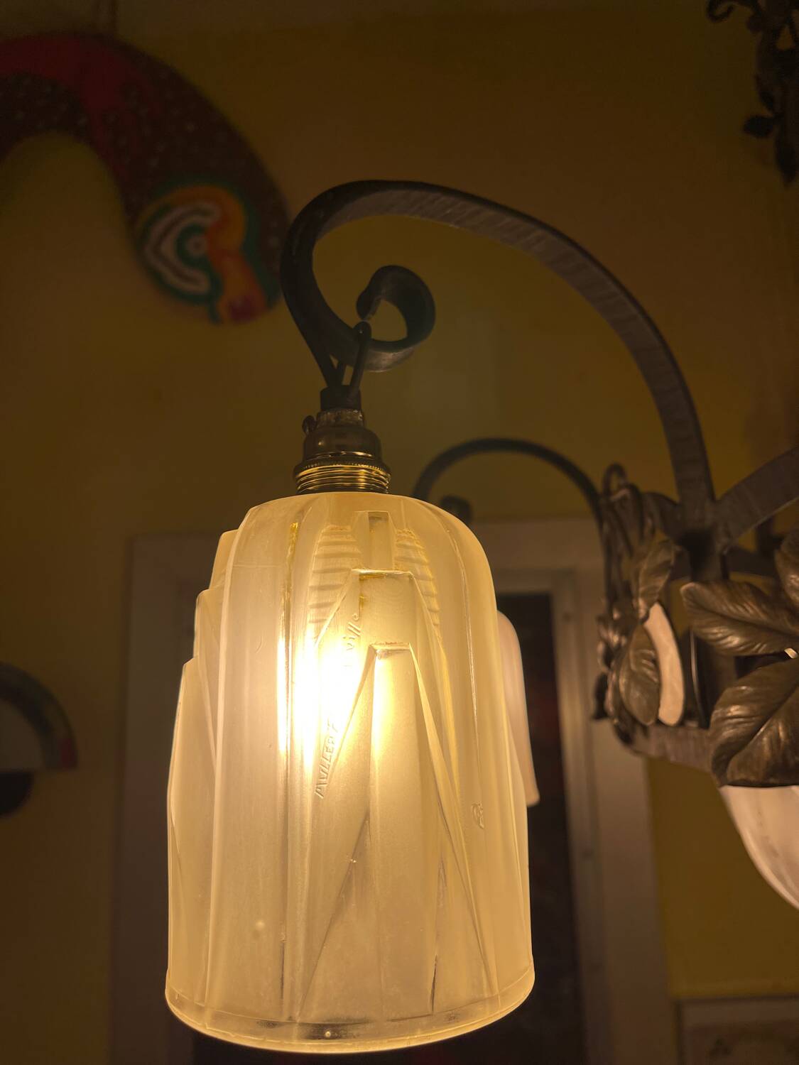 Art déco Muller Frères Luneville signé 7 lampes ,1930s