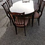 Lot oval table and 6 vintage chairs used