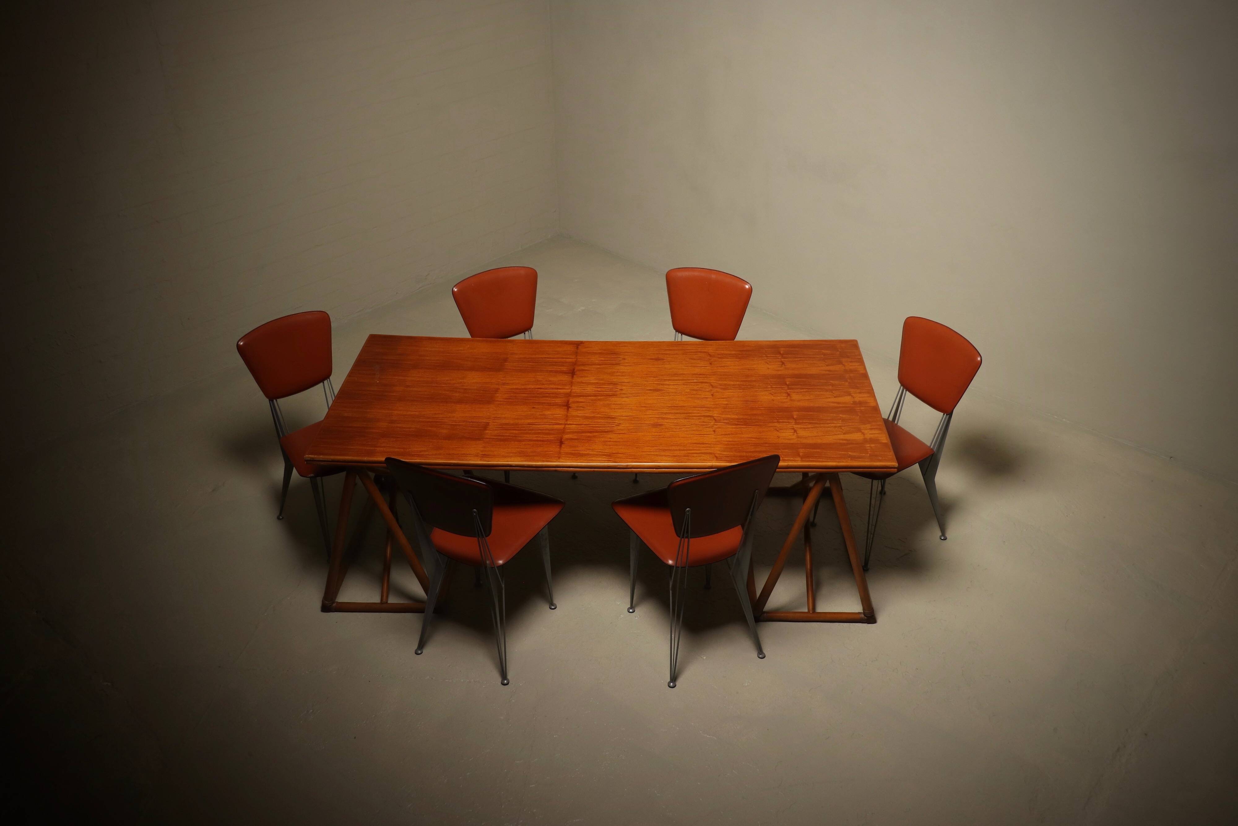 Bureau ou table à manger en treillis italien des années 1970 en bambou et rotin.