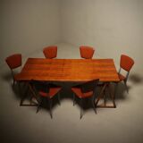 Bureau ou table à manger en treillis italien des années 1970 en bambou et rotin.