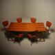 Bureau ou table à manger en treillis italien des années 1970 en bambou et rotin.
