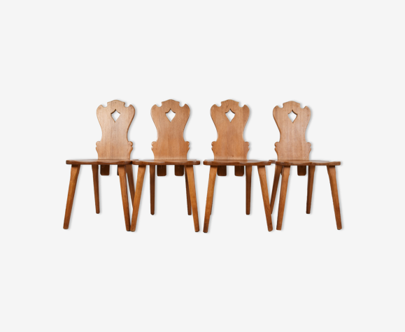 Chaises brutalistes vintage en chêne années 1960
