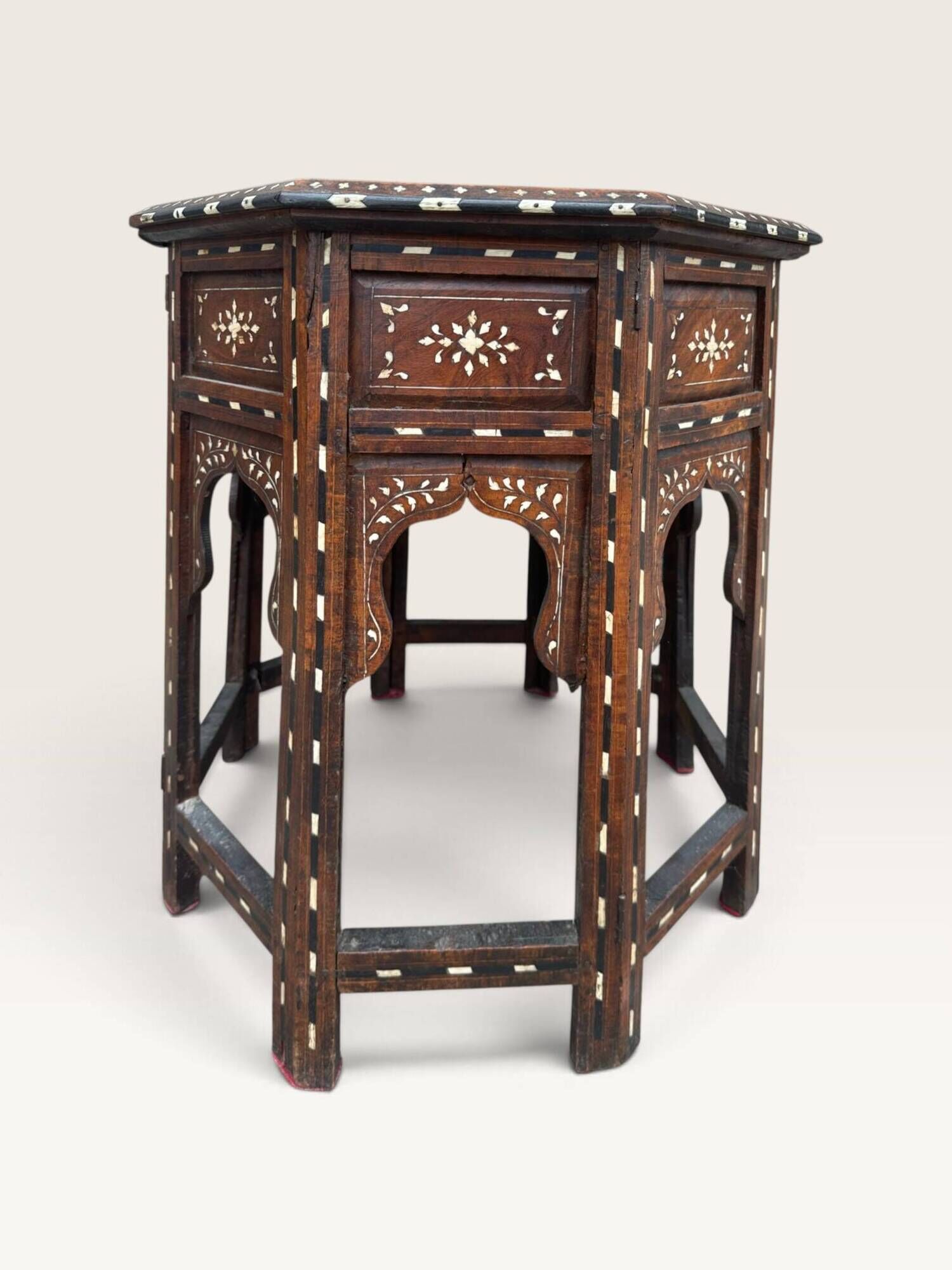 Hoshiarpur octagonal side table, rosewood, mother-of-pearl and bone, 1880