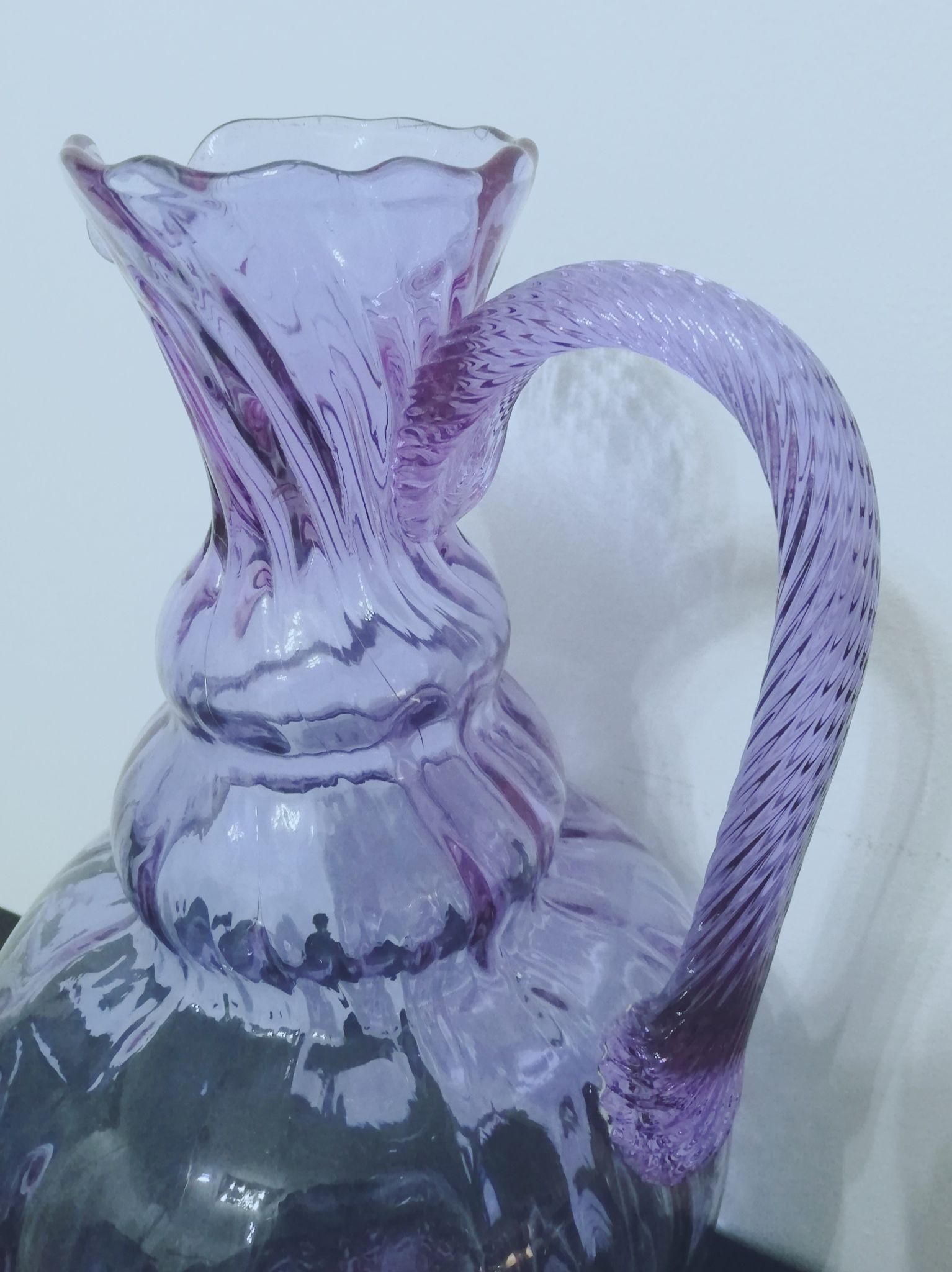 Vase pichet en verre d'empoli hauteur 31cm