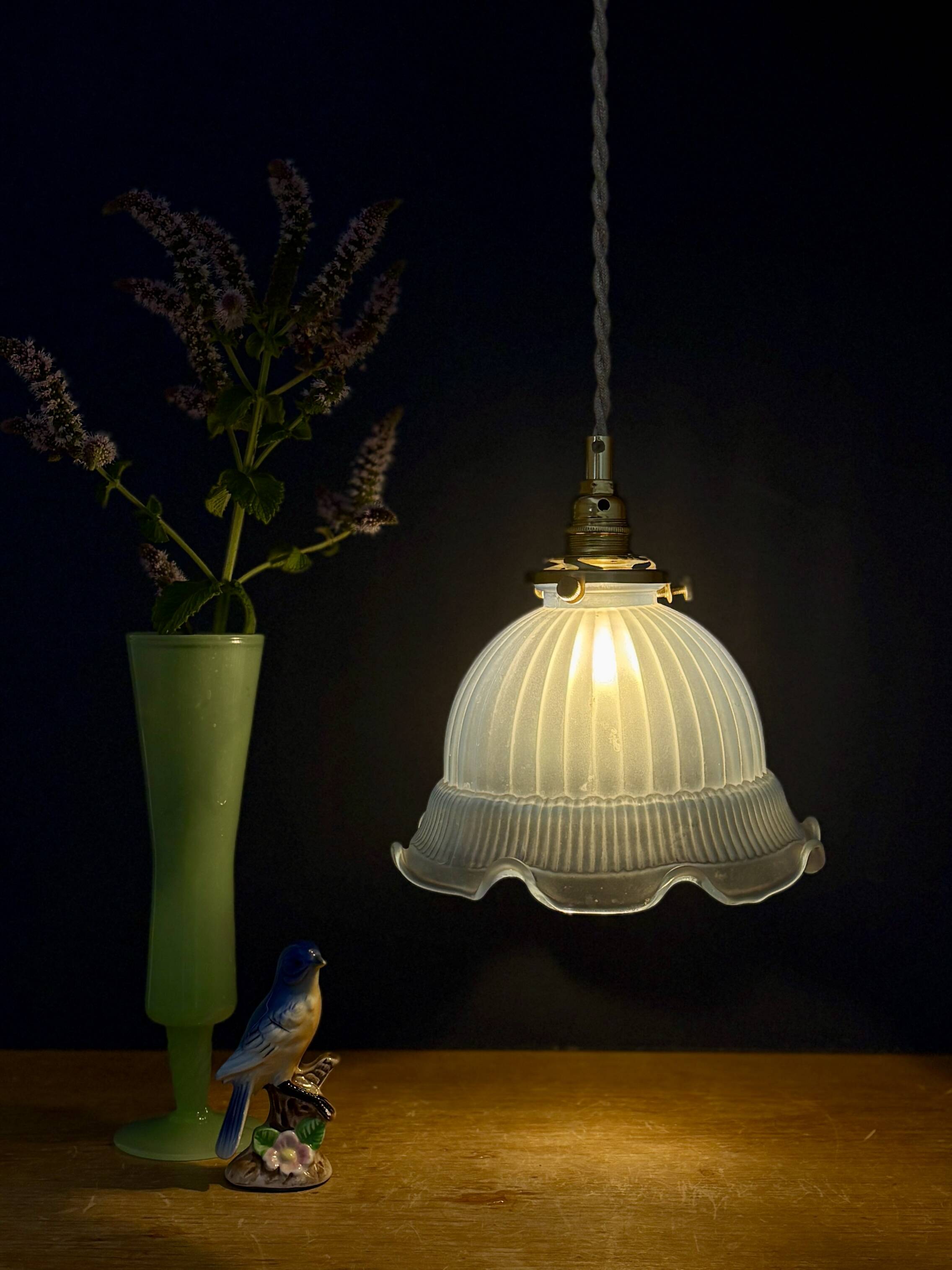 Vintage blue glass pendant light