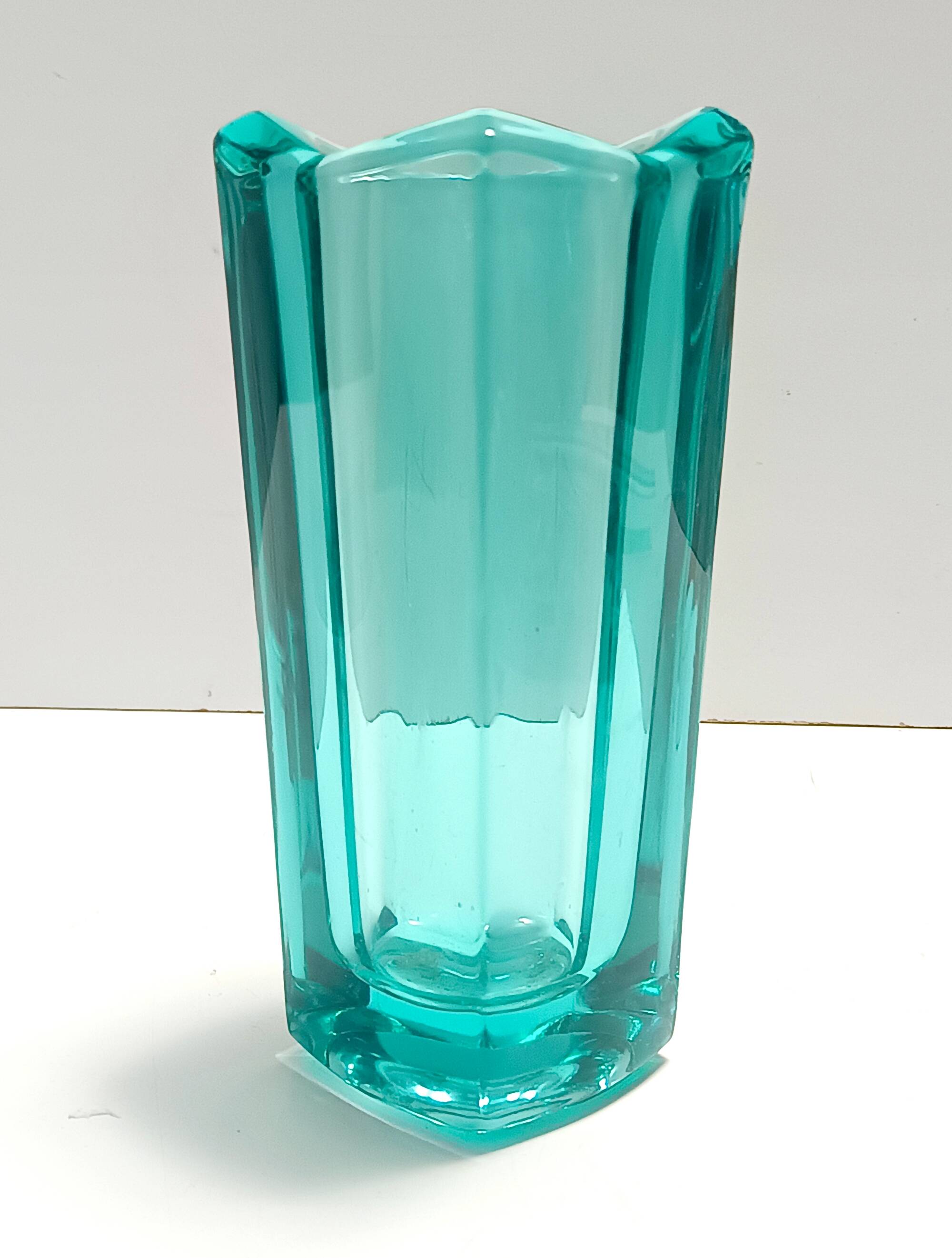 Postmodern Thick Teal Blown Glass Vase #472 by Jiri Zejmon, Czech Republic