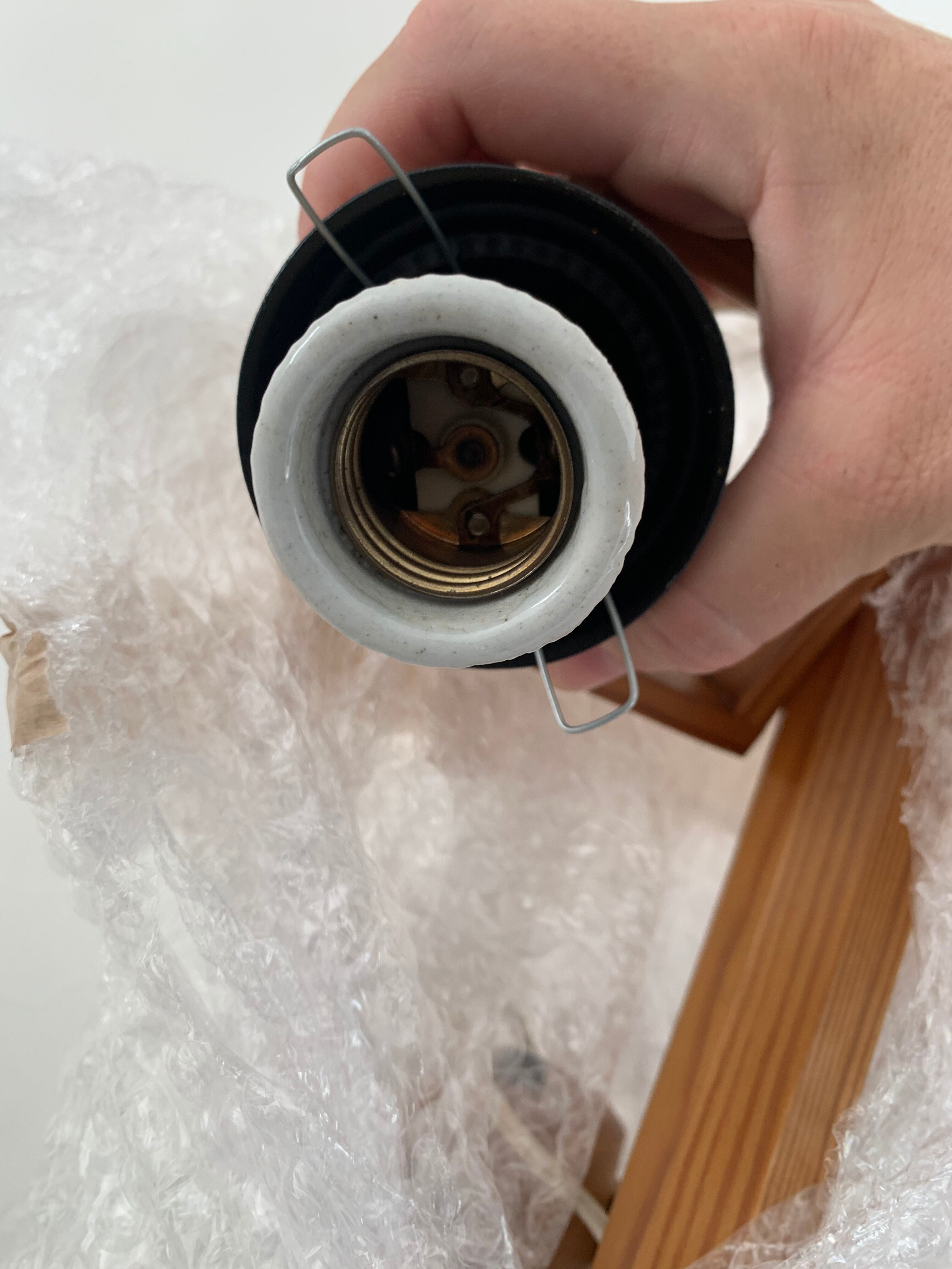 Wooden floor lamp from the 70s