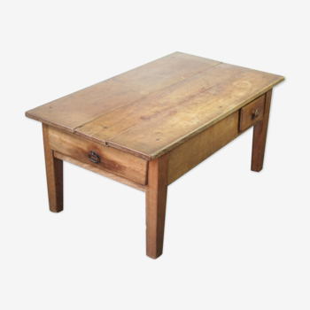 Table basse de ferme rustique avec 2 tiroirs 1930