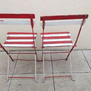 Pair of antique 1900s folding garden bistro chairs