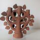 Mexican Vintage Candlestick Tree of Life Handmade Pottery