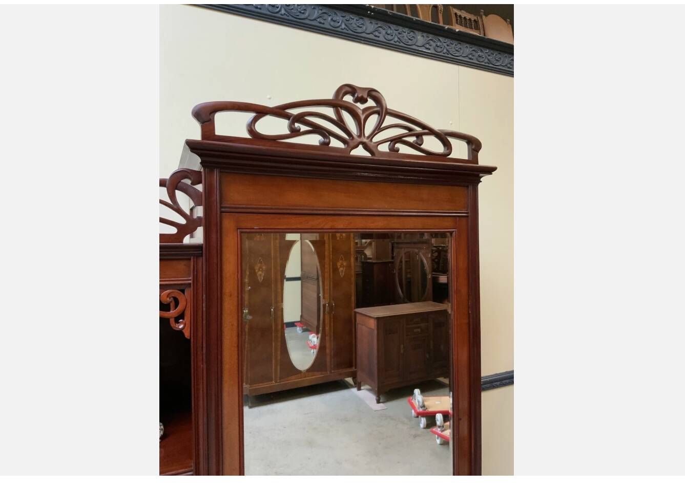 Antique Art Nouveau wardrobe, linen cupboard