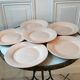 Set of 6 flat plates Digoin Sarreguemines pale pink 50s