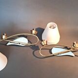 Paire d'appliques en laiton doré et miroir, circa 1960