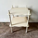 White turned wood side table, end table