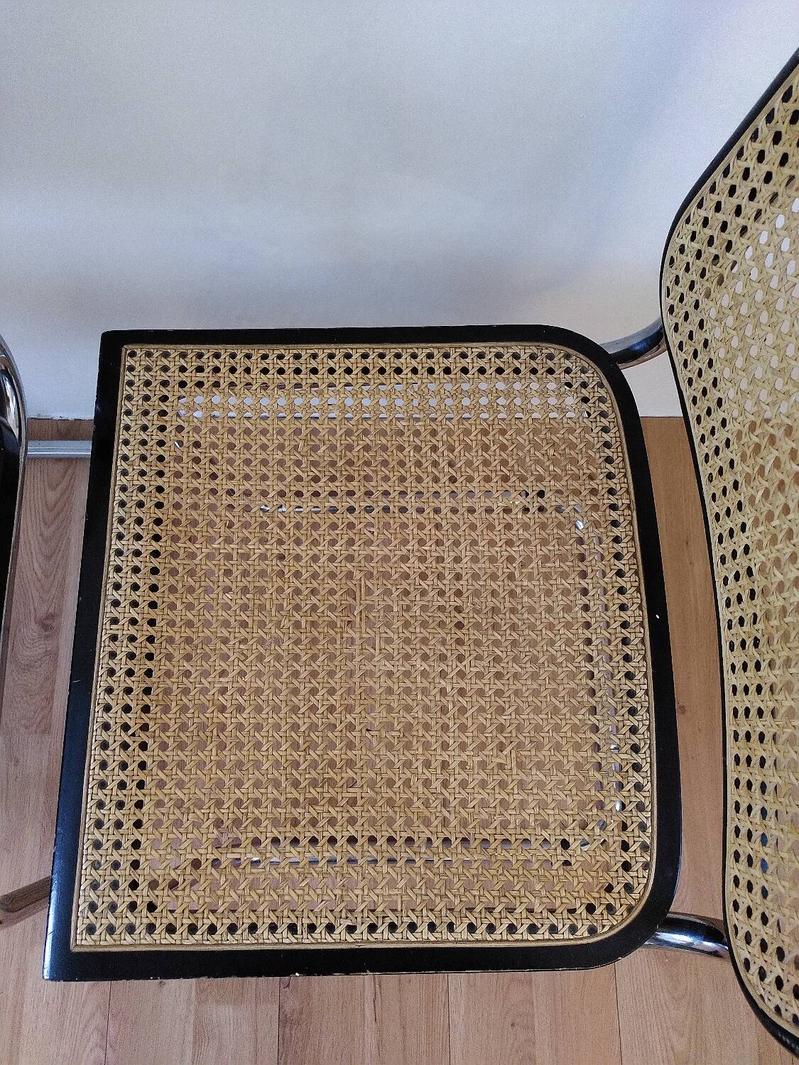 Pair of B32 chairs by Marcel Breuer, made in Italy.