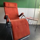 Relax armchair / chrome and velvet lounge chair produced by Lama 1970
