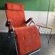 Fauteuil Relax / chaise longue chrome et velours édité par Lama 1970