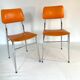 Paire de chaises vintage orange Skaï