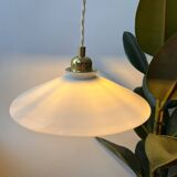 Vintage flat opaline pendant light from the 40s and 50s - medium model - 2 copies available