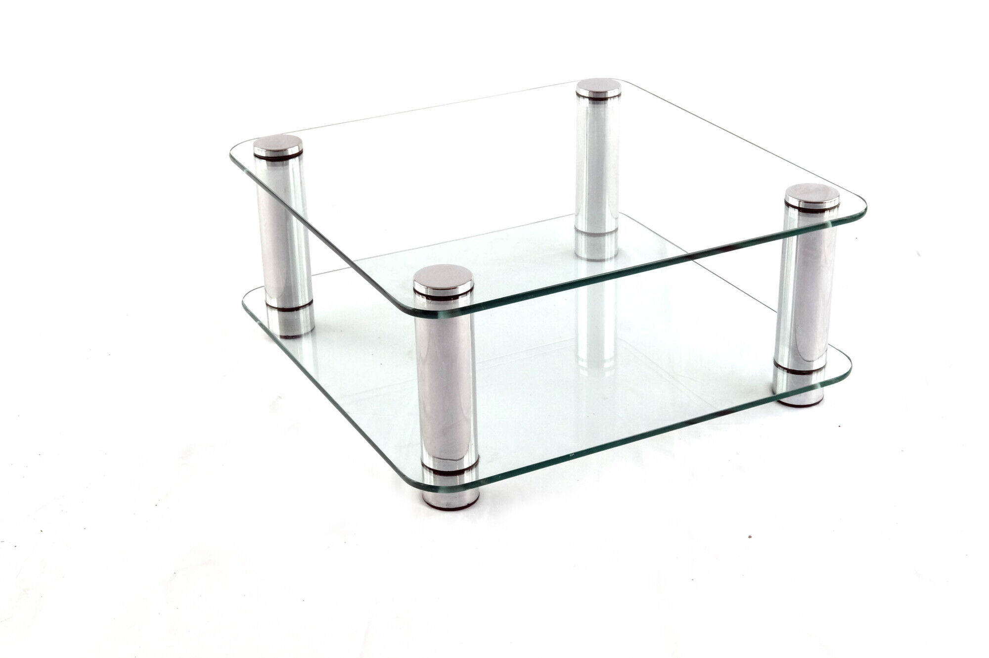 Italian Glass and Chrome Square Coffee Table by by Marco Zanuso for Zanotta, 1960s
