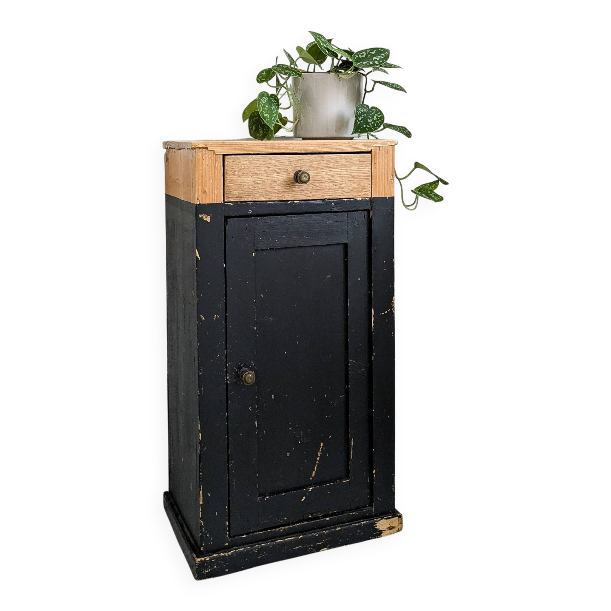Table de chevet vintage en bois Porte Vieux bois massif Rétro Mid Century Table de chevet Commode Ch