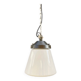 1930s industrial opaline pendant light by Siemens