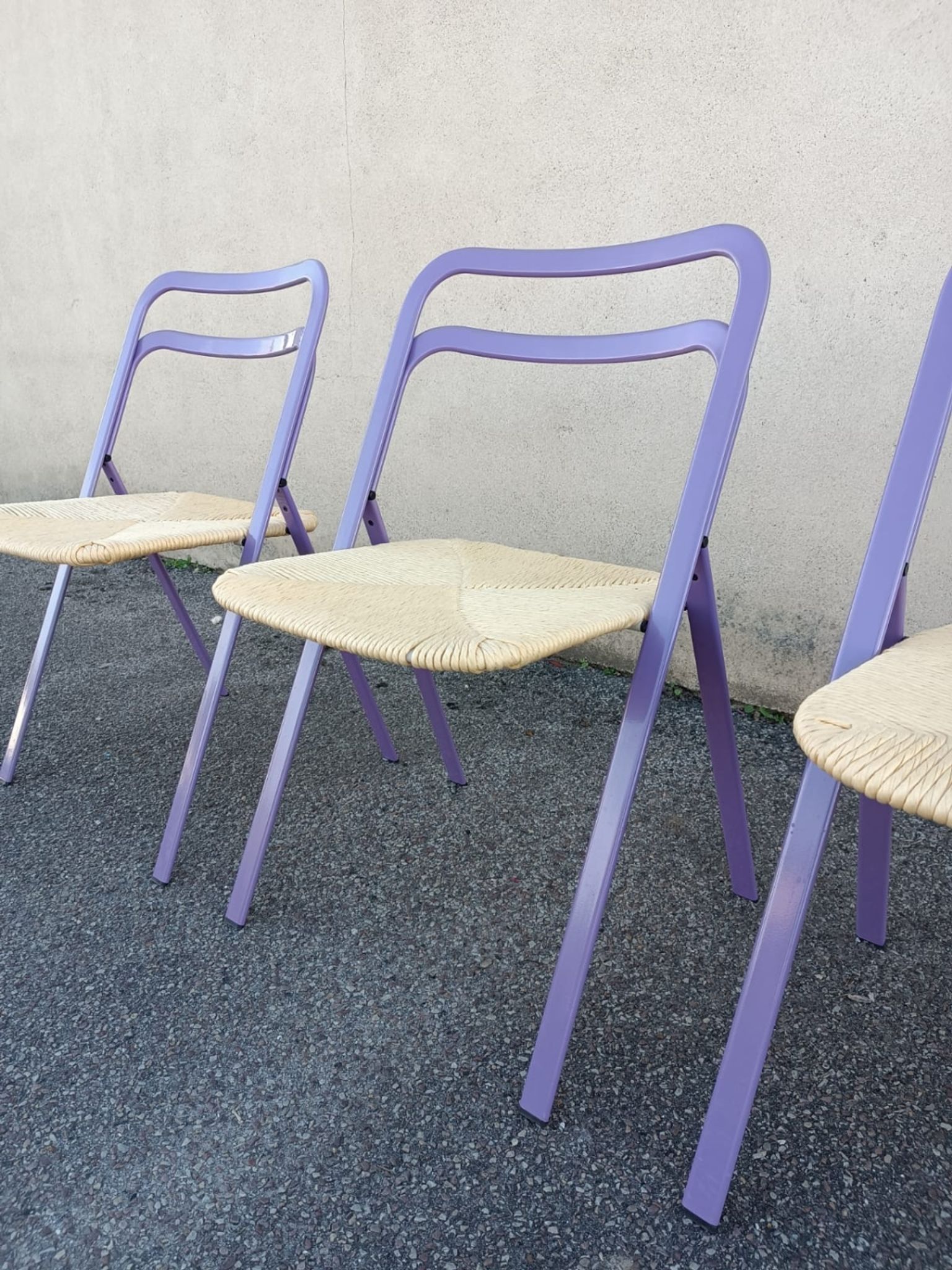 Set of 4 vintage Italian folding chairs by Giorgio Cattelan for Cidue, 1970s