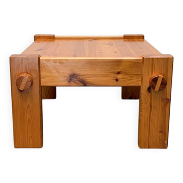 Table basse scandinave vintage brutaliste en pin suédois par Yngve Ekström pour Swedese, années 1970