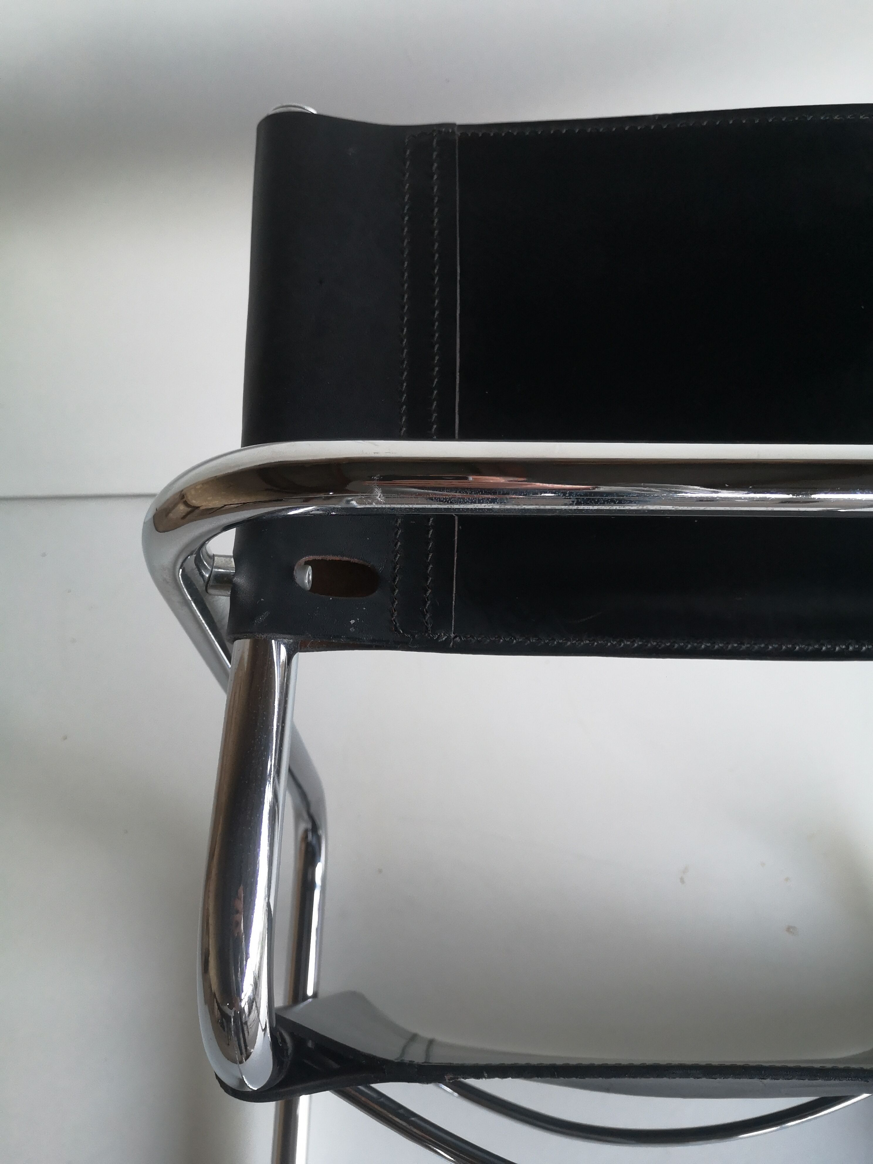 Leather and tube desk chair, Bahaus 1970