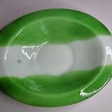 Oval decorative dish in glass paste, prairie green and white, 45 cm