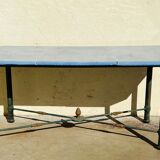 Table en fer forgé et pierre de lave émaillée