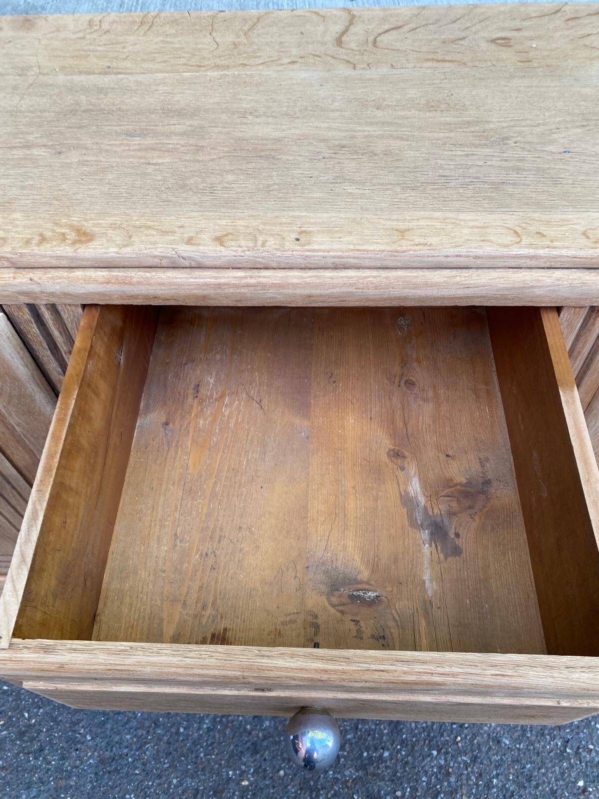 Enfilade Art Deco buffet by Charles Dudouyt, stripped in solid oak, 1930.